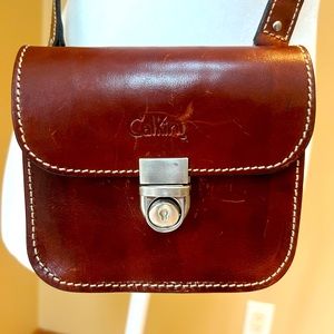 Gorgeous Vintage 🤎 Calkini Structured Chestnut 🌰 Brown Leather Crossbody 🤎